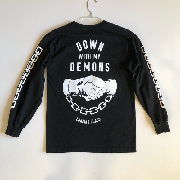 Lurking Class Black Long Sleeve Tee “Down With My Demons” Small - Picture 1 of 4
